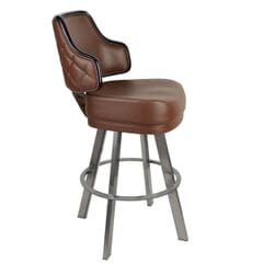 Quilted Button-Back Swivel Bucket Bar Stool with Clear Coat Base