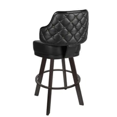 Quilted Button-Back Swivel Bucket Bar Stool with Black Steel Base
