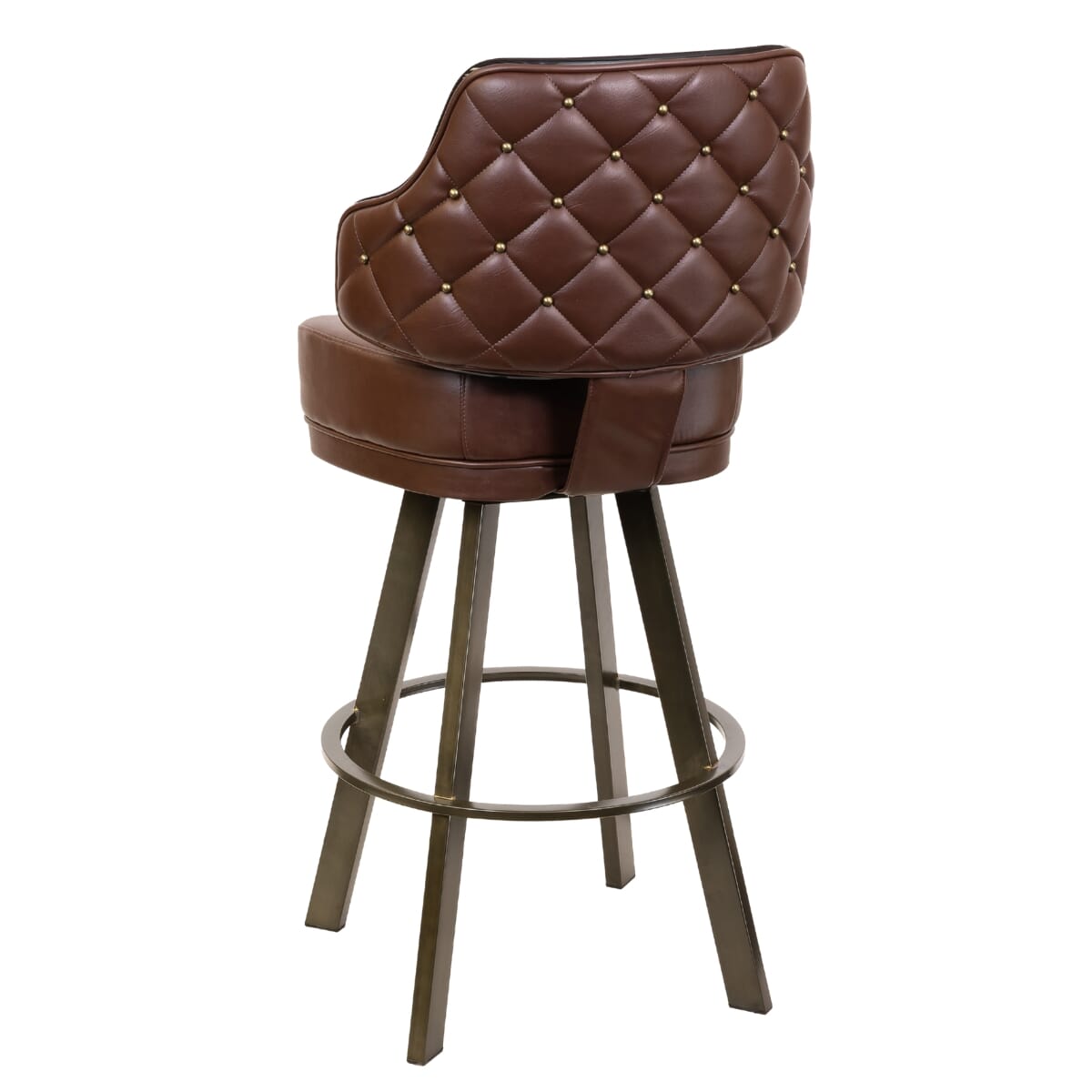 Quilted Button Back Restaurant Bar Stool with Rust Steel Base