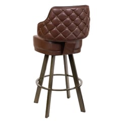 Quilted Button Back Restaurant Bar Stool with Rust Steel Base