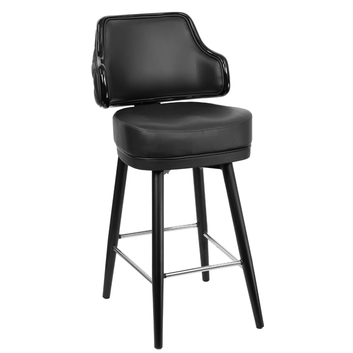 Quilted Button Back Bucket Bar Stool for Restaurant and Home with Black Square Frame and Chrome Foot Ring