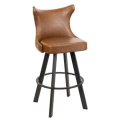 Tufted Back Swivel Bucket Bar Stool with Large Black Base