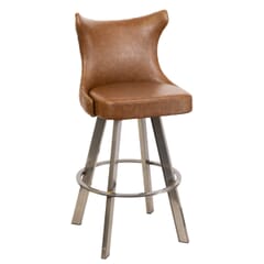 Tufted Vinyl Swivel Bucket Bar Stool with Clear Coat Base