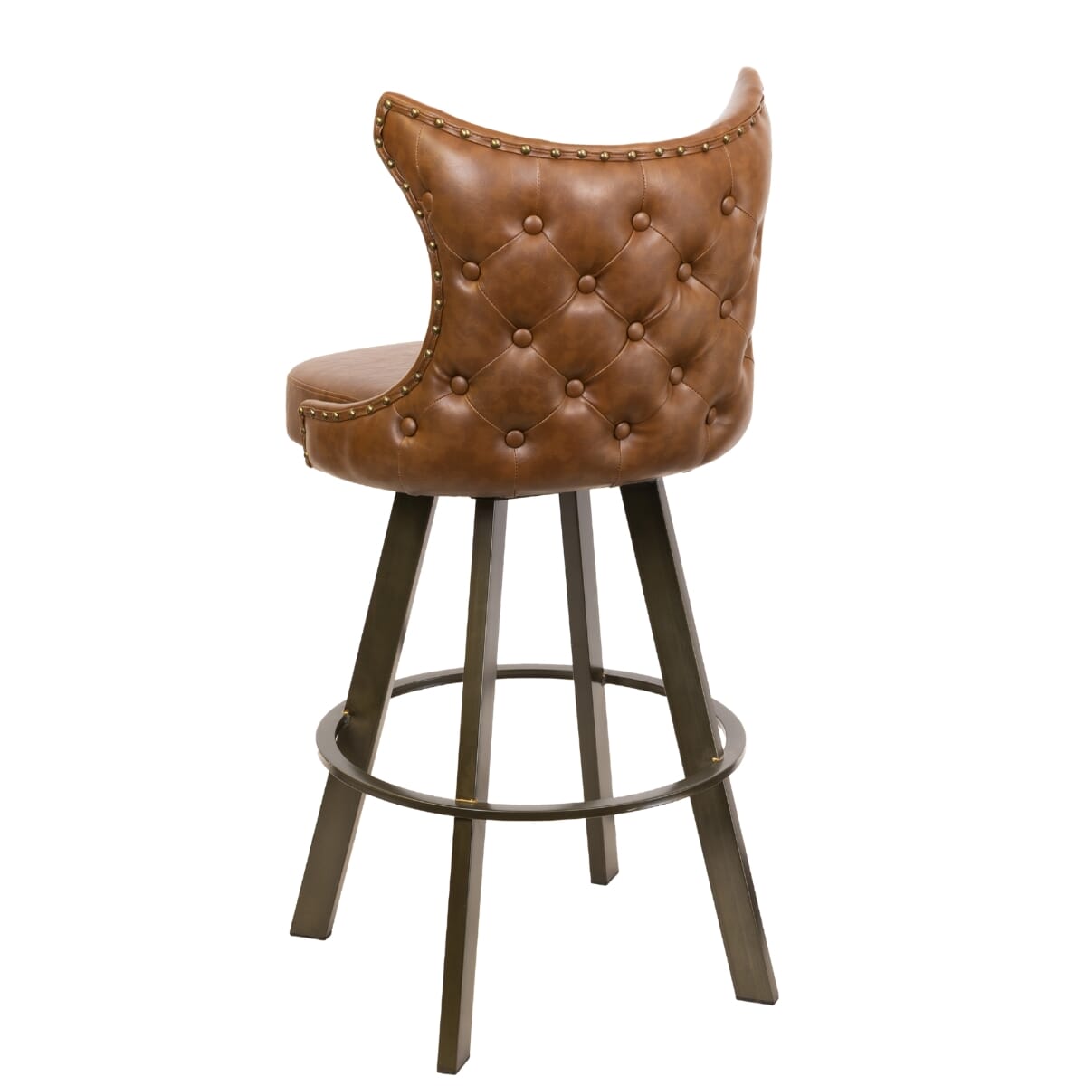 Speakeasy Tufted Vinyl Restaurant Bar Stool with Rust Frame