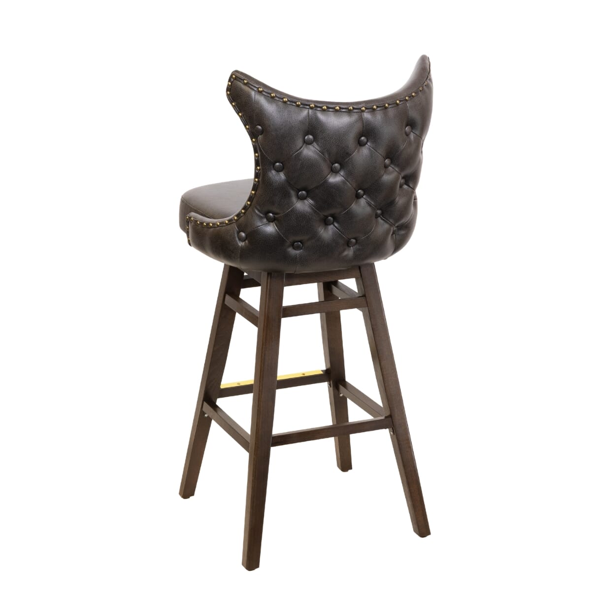 Bucket Bar Stool with Tufted Back and Wood Swivel Frame