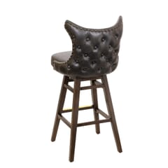 Bucket Bar Stool with Tufted Back and Wood Swivel Frame