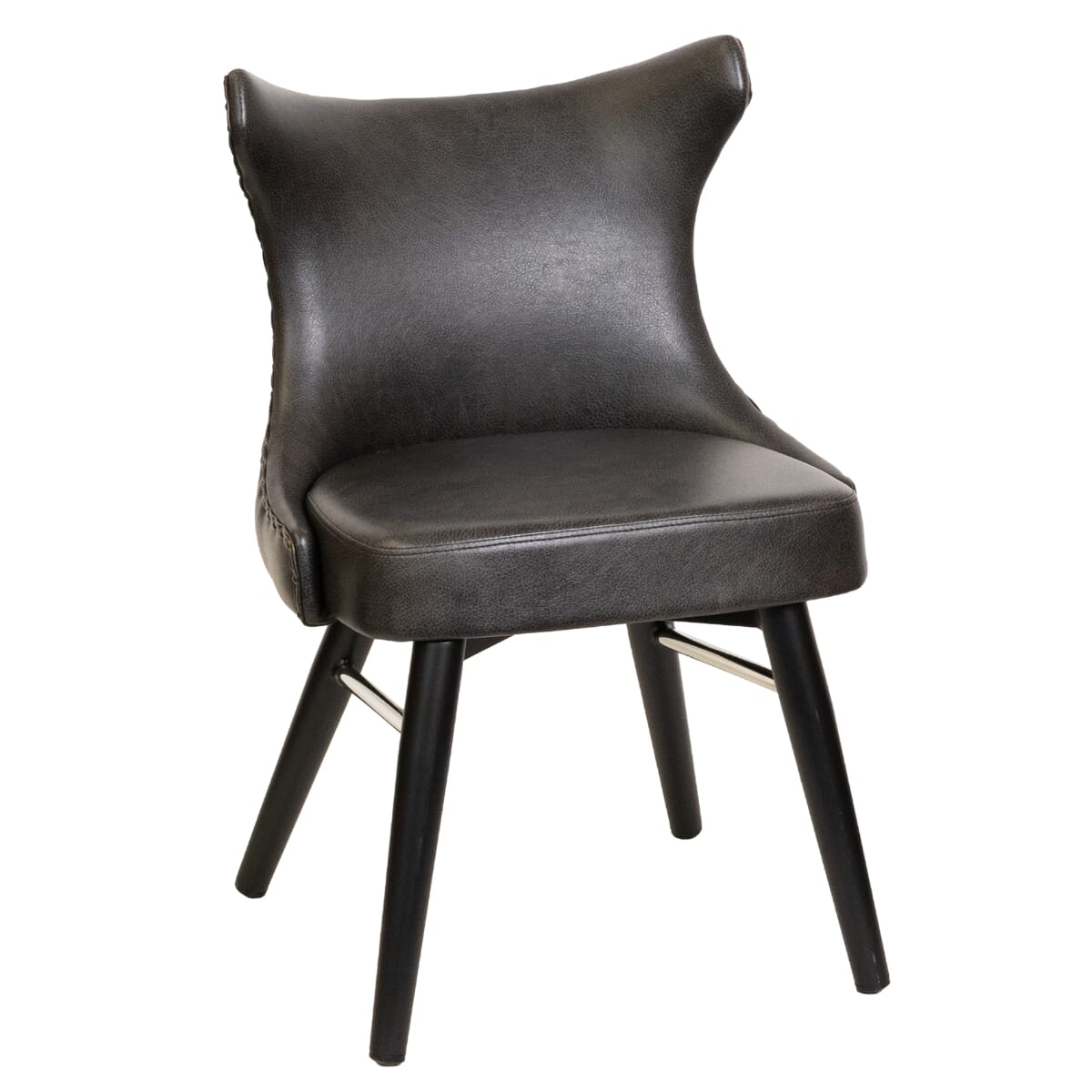 Tufted Bucket Restaurant Chair on Square Frame with Chrome Accent