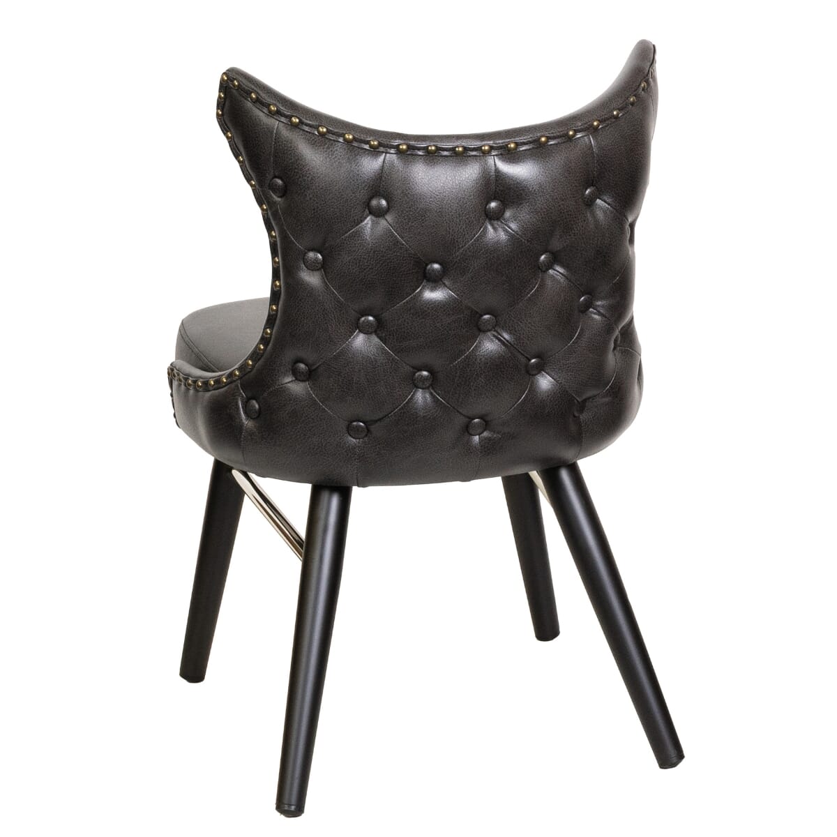 Tufted Bucket Restaurant Chair on Square Frame with Chrome Accent