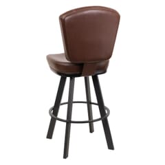 Modern Upholstered Swivel Bucket Bar Stool with Black Steel Base