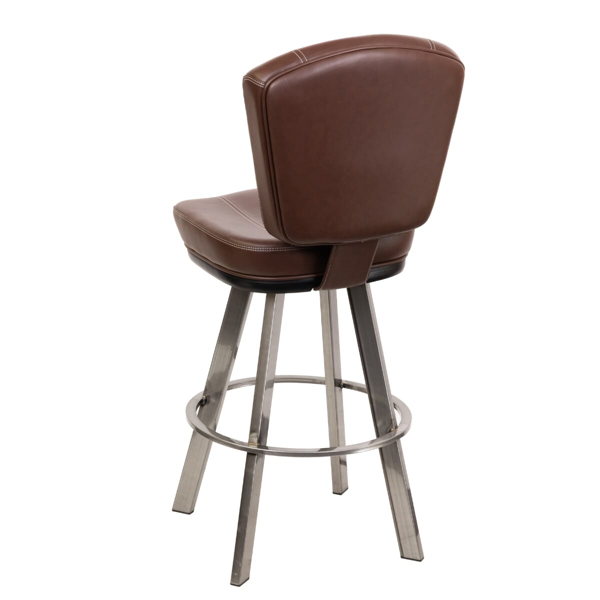 Modern Vinyl Swivel Bucket Bar Stool with Clear Coat Base