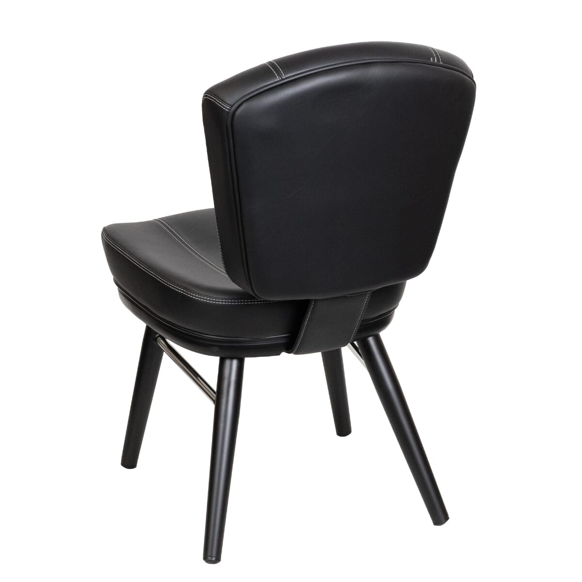 Custom Modern Bucket Chair for Restaurant Interiors with Square Black Frame, Chrome Accent, and Vinyl Options