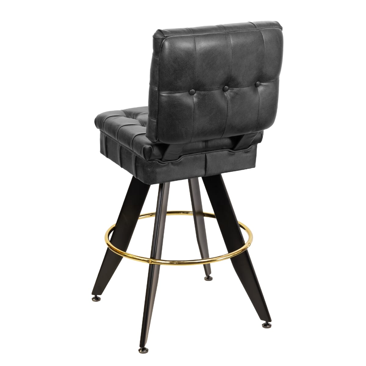 Tufted Bucket Restaurant Bar Stool with Angled Black Frame and 32 oz Vinyl Options