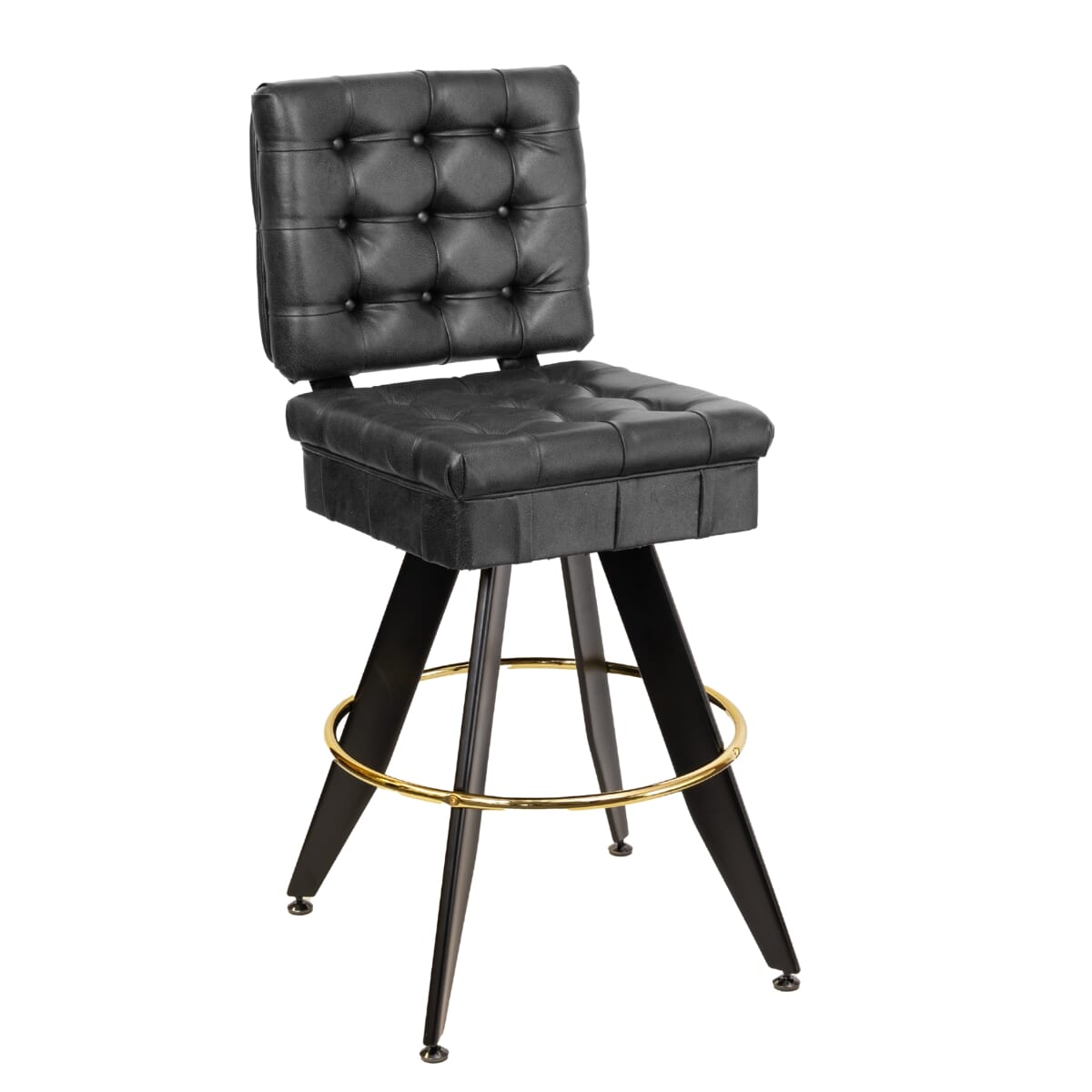 Tufted Bucket Restaurant Bar Stool with Angled Black Frame and 32 oz Vinyl Options