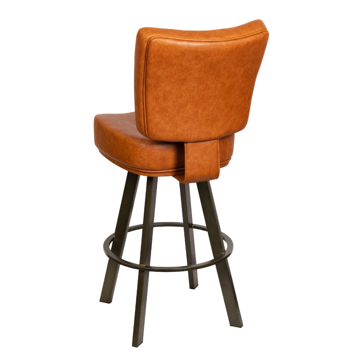 Modern Upholstered Bucket Bar Stool with Rust Steel Base
