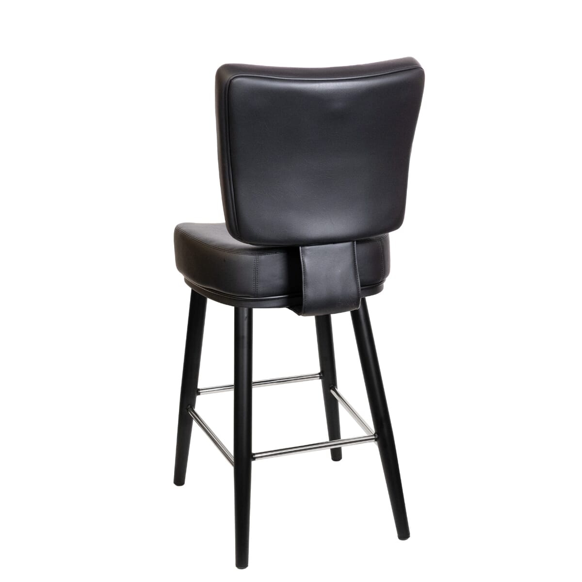 Modern Vinyl Bucket Bar Stool for Restaurant Interiors with Square Black Frame and Chrome Foot Ring