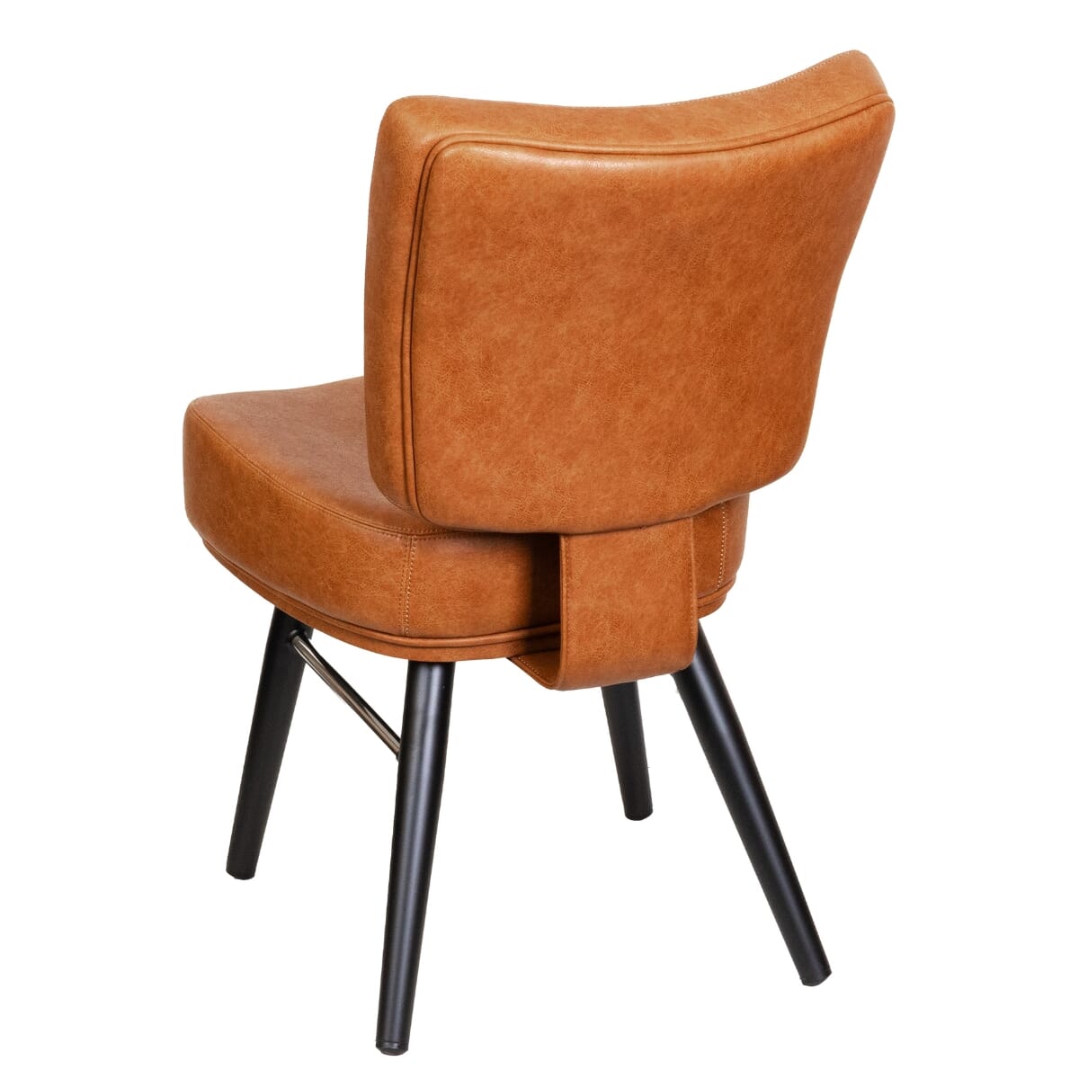 Modern Vinyl Bucket Chair for Restaurant Interiors with Square Black Frame and Chrome Accent
