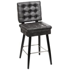 Tufted Bucket Bar Stool on Square Frame with Chrome Footring
