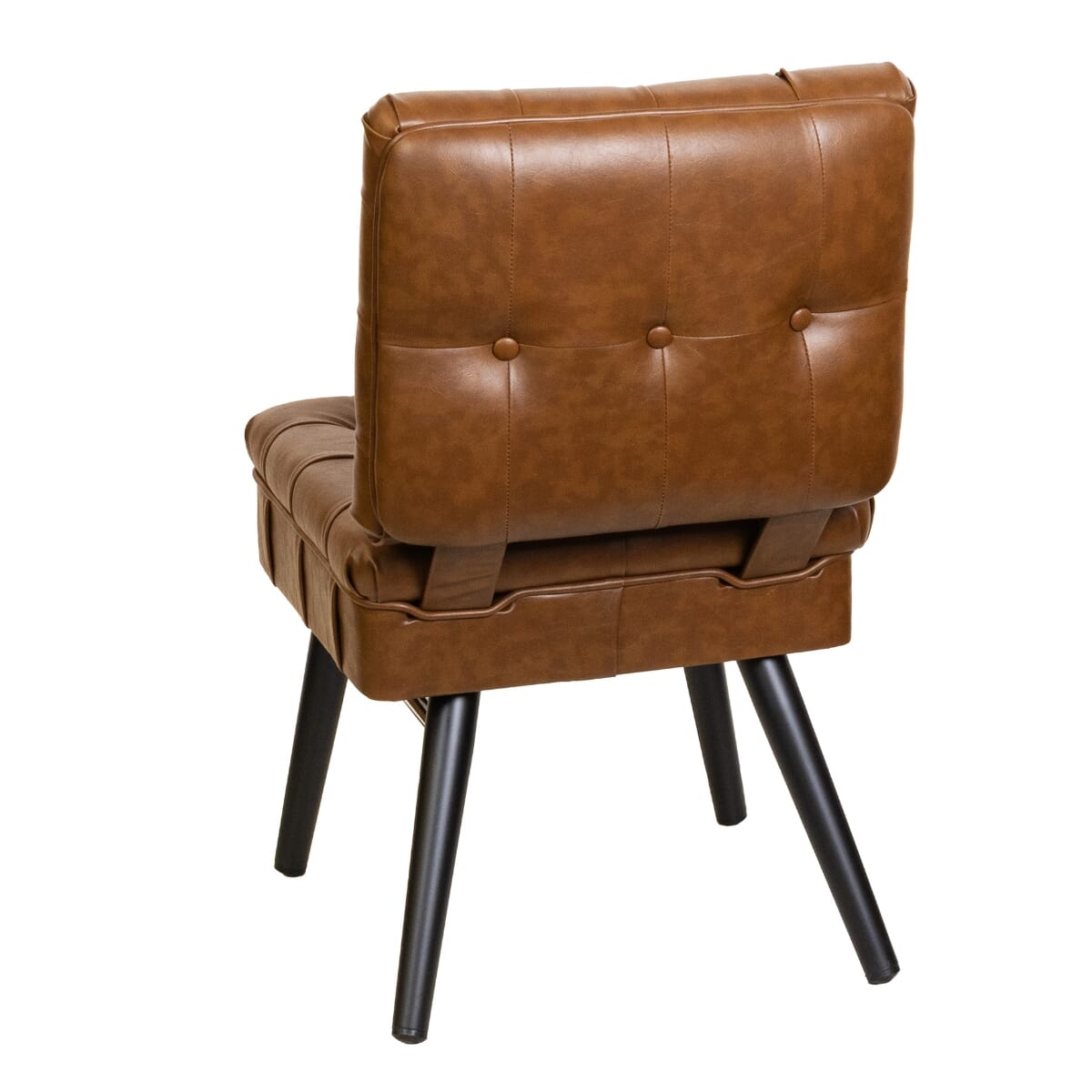 Tufted Bucket Chair for Restaurant and Home with Square Black Frame and Chrome Accent