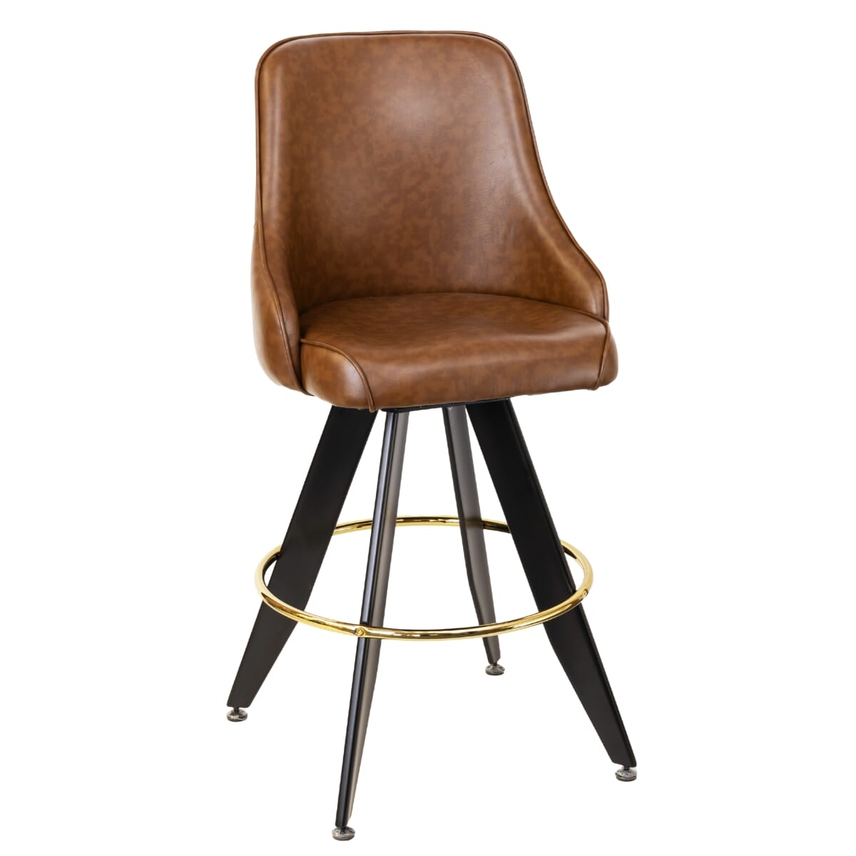 Tufted Back Bucket Bar Stool for Restaurant and Home with Black Angled Base and Vinyl Options