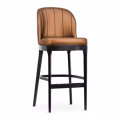Grace Modern Channel Wood Restaurant Bar Stool in Black Finish