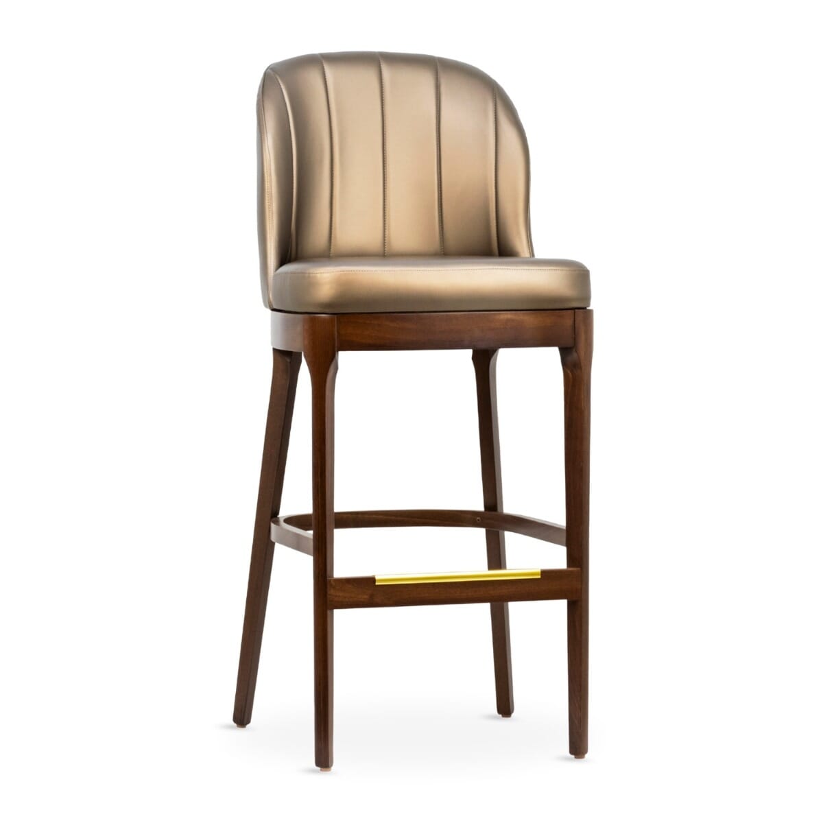Grace Modern Channel Wood Restaurant Bar Stool in Walnut Finish