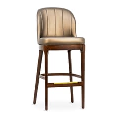 Grace Modern Channel Wood Restaurant Bar Stool in Walnut Finish