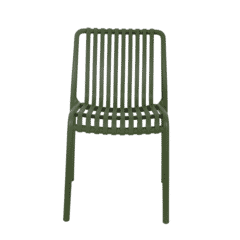 Stackable Outdoor Resin Chair with Striped Seat and Back in Green