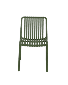 Stackable Indoor/Outdoor Resin Chair With Striped Seat and Back in Green