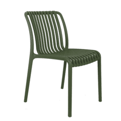 Stackable Outdoor Resin Chair with Striped Seat and Back in Green
