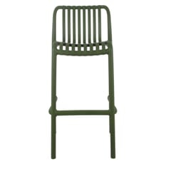 Outdoor Resin Bar Stool with Striped Seat and Back in Green