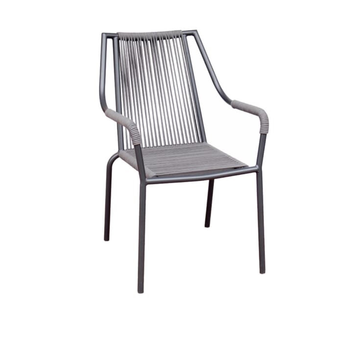 Download Stackable Black Aluminum Grey Rope Styled Outdoor Chair with Arms