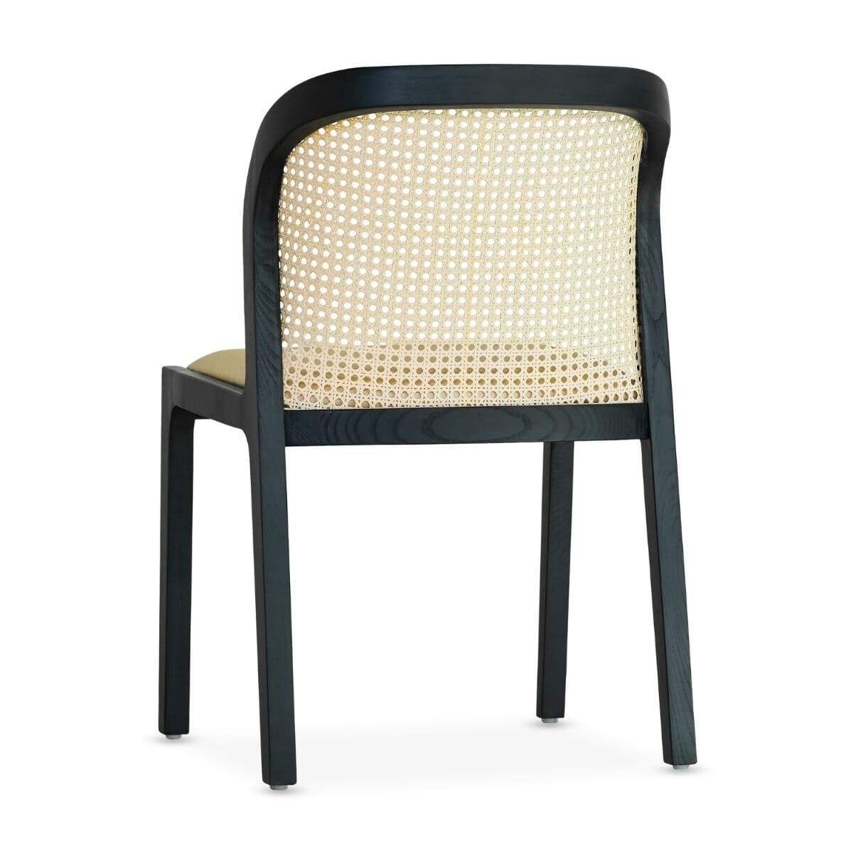 Harlow Black Wood Restaurant Chair with Cane Back and Upholstered Seat