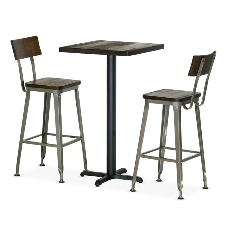 Restaurant Rustic Industrial Bar Set with Wood/Metal Bar Stools