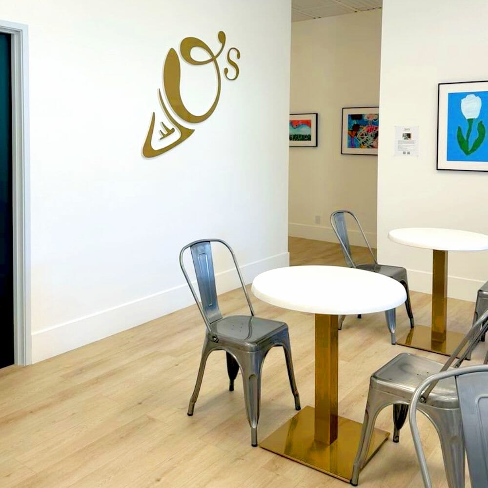 Contemporary Indoor/Outdoor Metal Square Restaurant Table Base in Gold (24