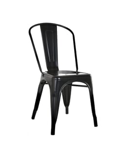 Indoor Steel Chair with Metal Seat - Black Finish (Front)