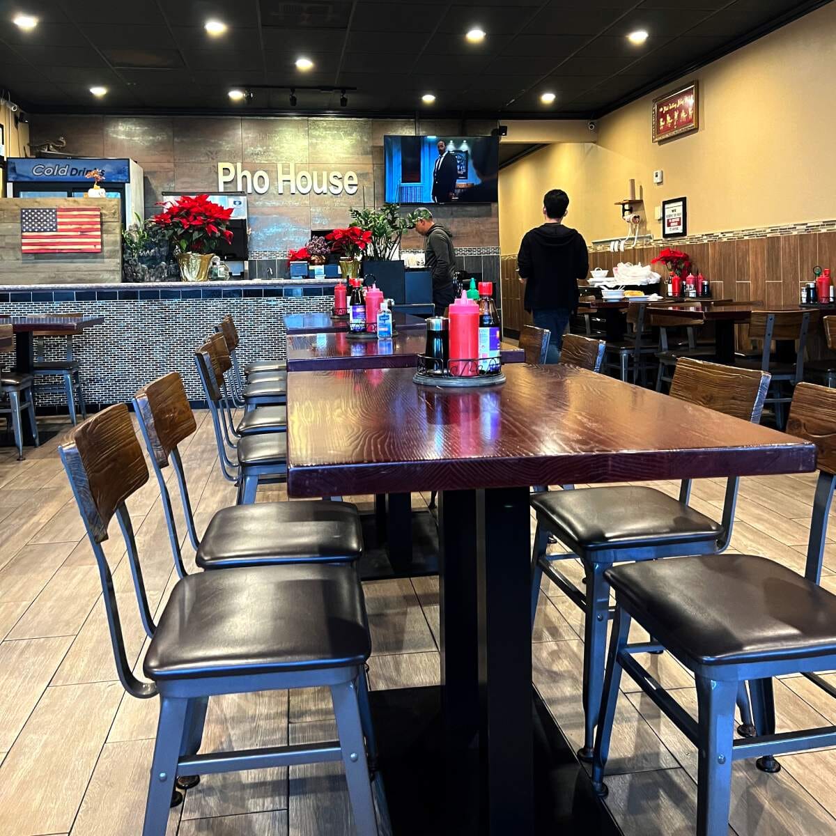 Industrial Steel Distressed Wood-Back Restaurant Chair