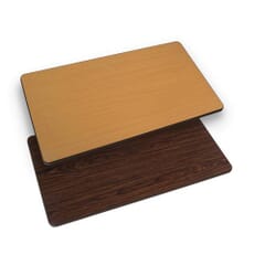 Reversible Laminate Commercial Table Top in Walnut/Oak with Brown T-Mold