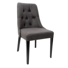 Fully Upholstered Lara Restaurant Chair With Black Legs and Grey Tufted Back