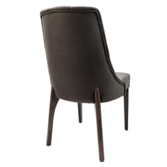 Fully Upholstered Lara Restaurant Chair With Walnut Legs and Grey Tufted Back