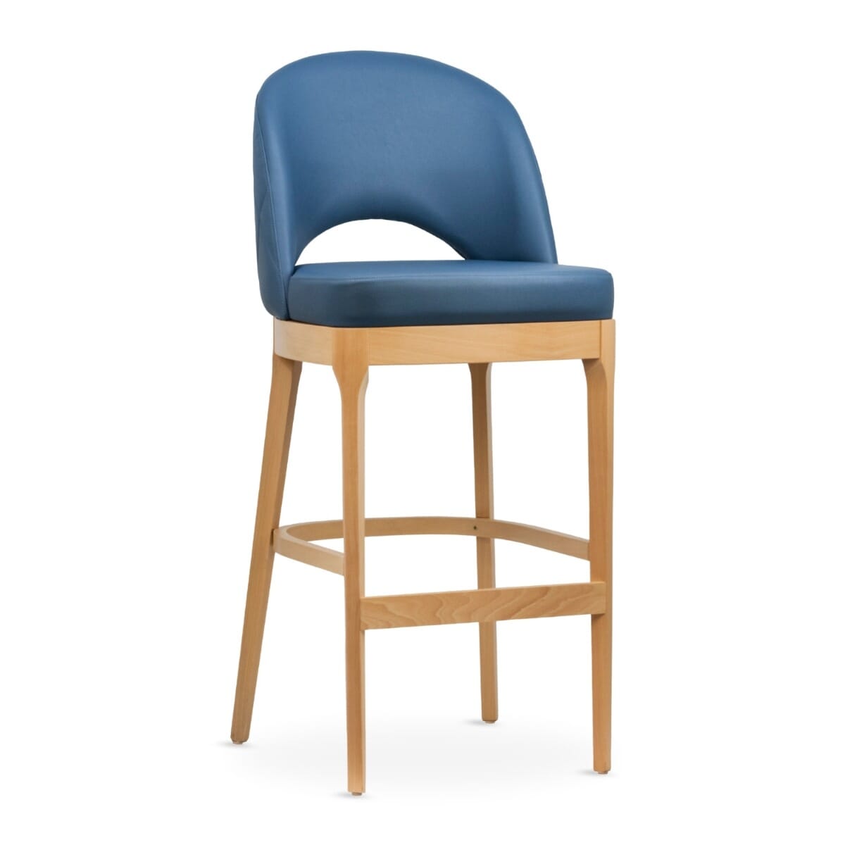 Lily Modern Tufted Wood Restaurant Bar Stool in Natural Finish