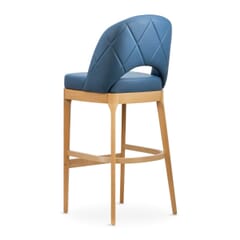 Lily Modern Tufted Wood Restaurant Bar Stool in Natural Finish