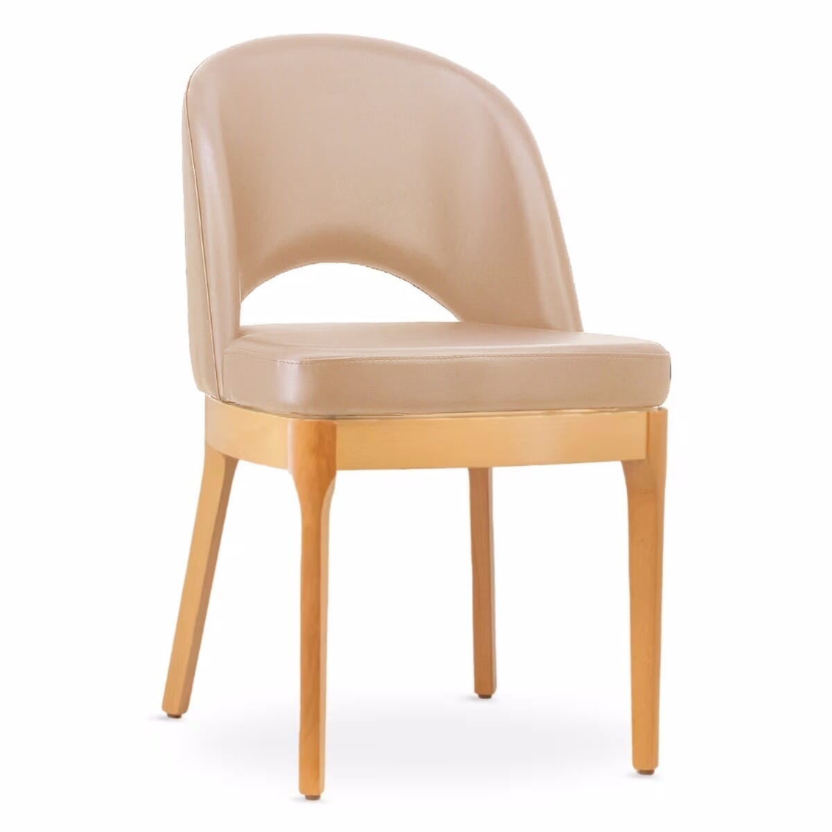 Lily Modern Tufted Wood Restaurant Chair in Natural Finish Frame