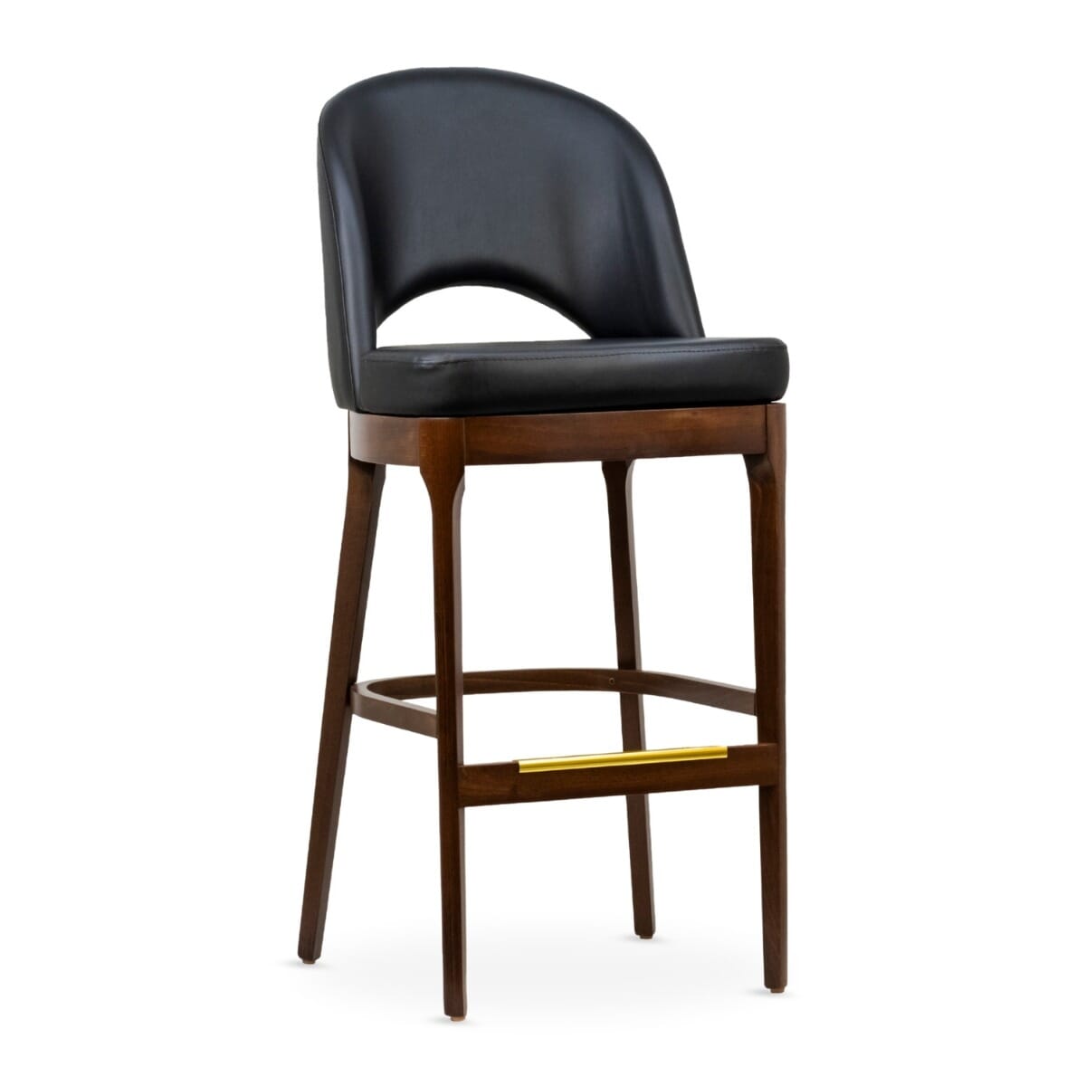 Lily Modern Upholstered Quick-Ship Wood Restaurant Bar Stool with Black Vinyl