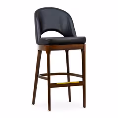 Lily Modern Upholstered Quick-Ship Wood Restaurant Bar Stool with Black Vinyl