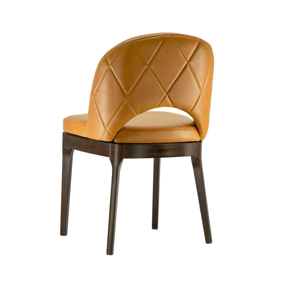 Lily Modern Tufted Wood Restaurant Chair in Walnut Finish Frame