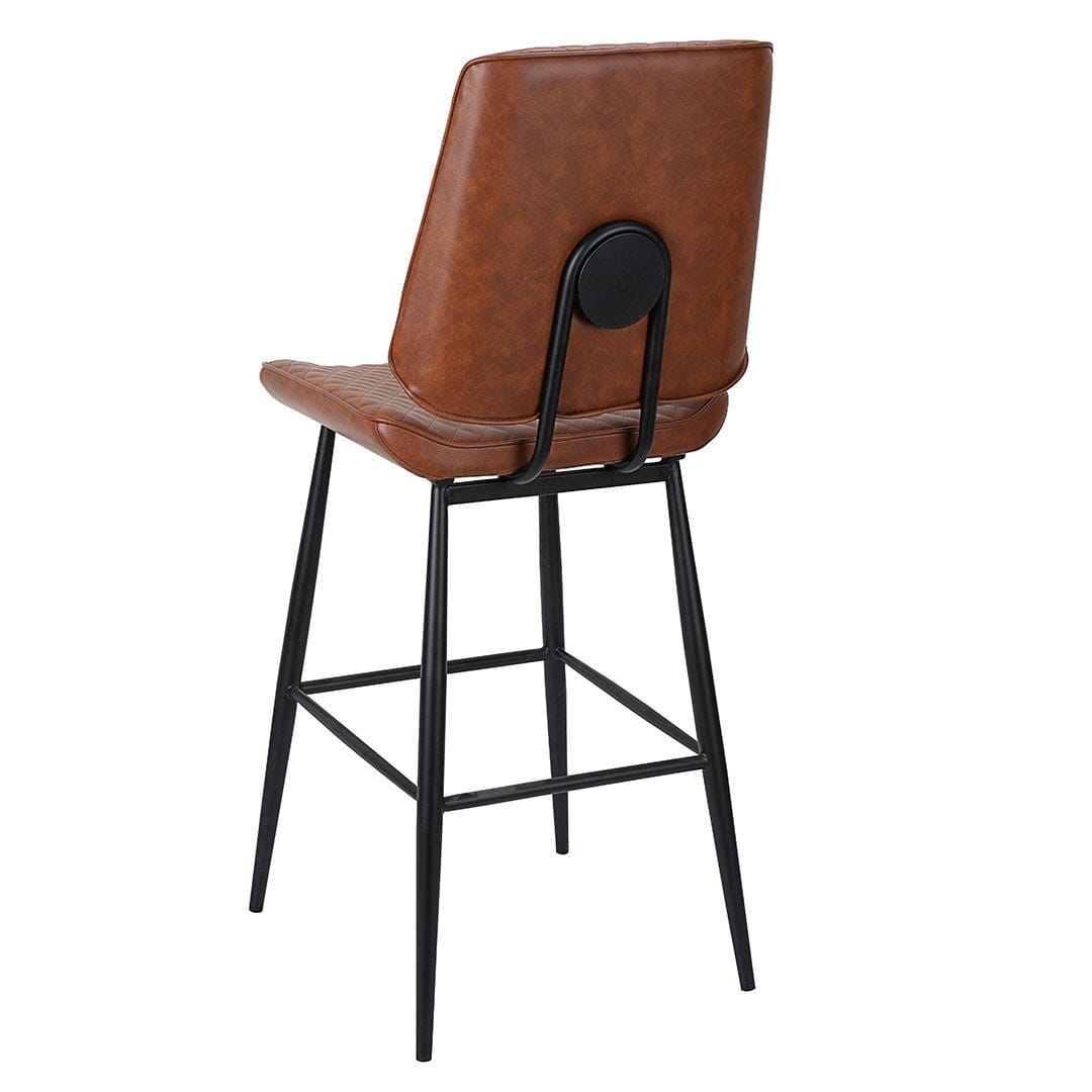 Quick Ship Quilted Vinyl Restaurant Bar Stool with Black Steel Frame