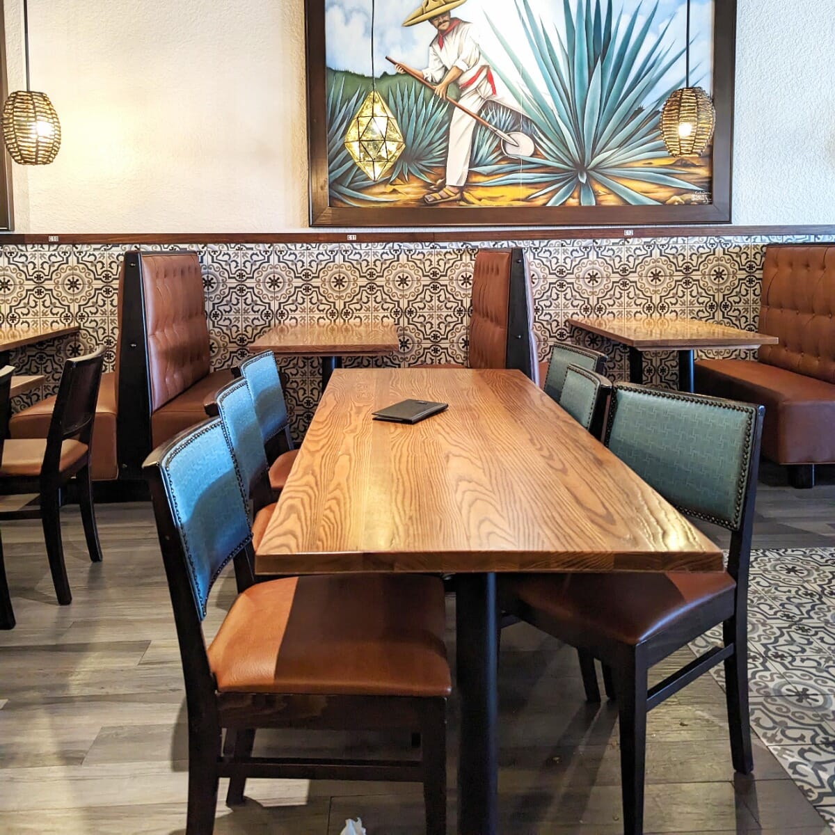 Fully Upholstered Walnut Wood Madison Commercial Chair with Nail-head Trim