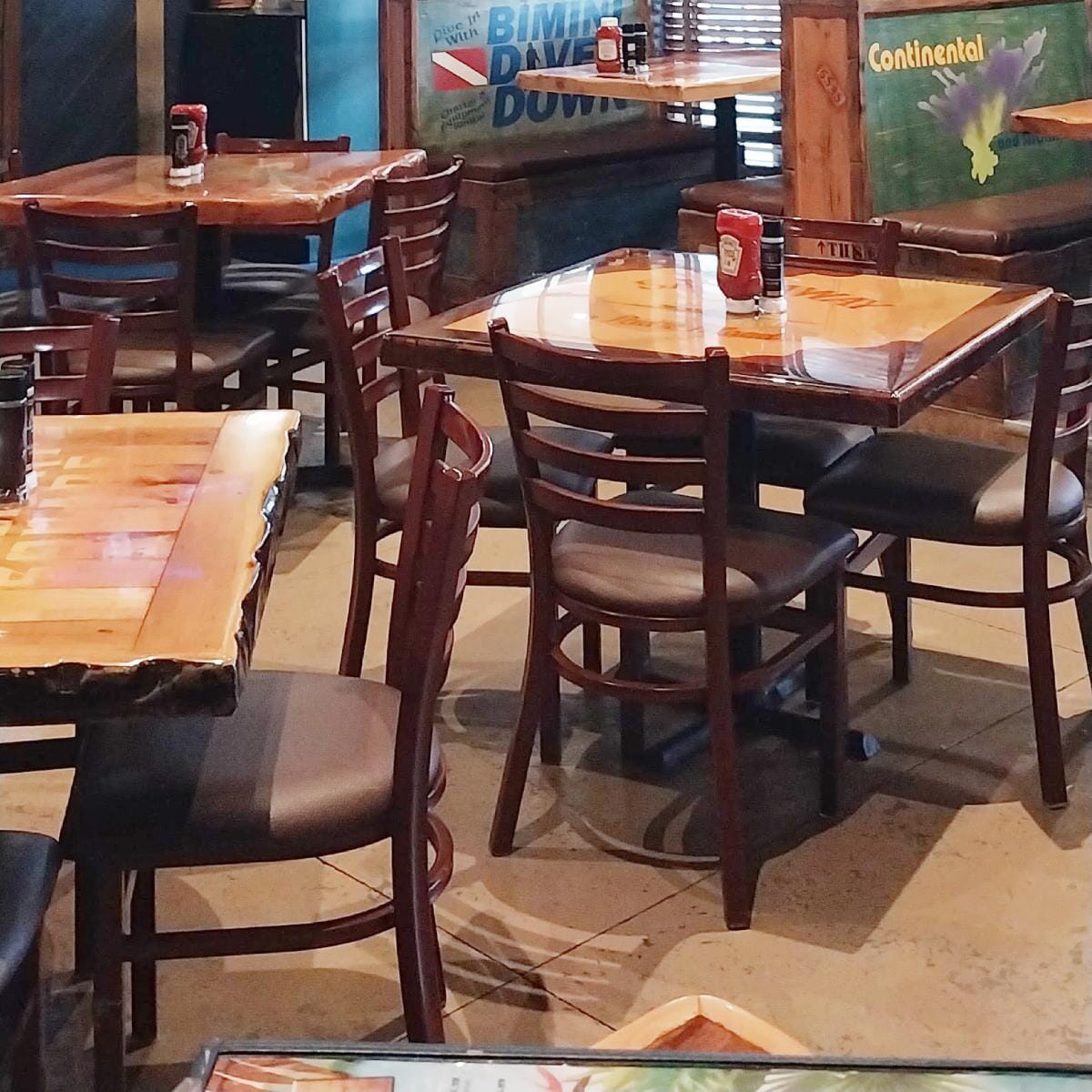 Mahogany Steel Ladderback Restaurant Chair