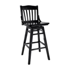 Solid Wood Schoolhouse Restaurant Bar Stool in Black With Swivel Seat