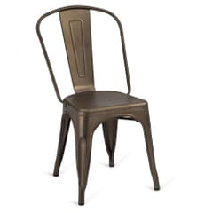 Matte Bronze Steel Eiffel Stackable Restaurant Chair with Arched Metal Backrest